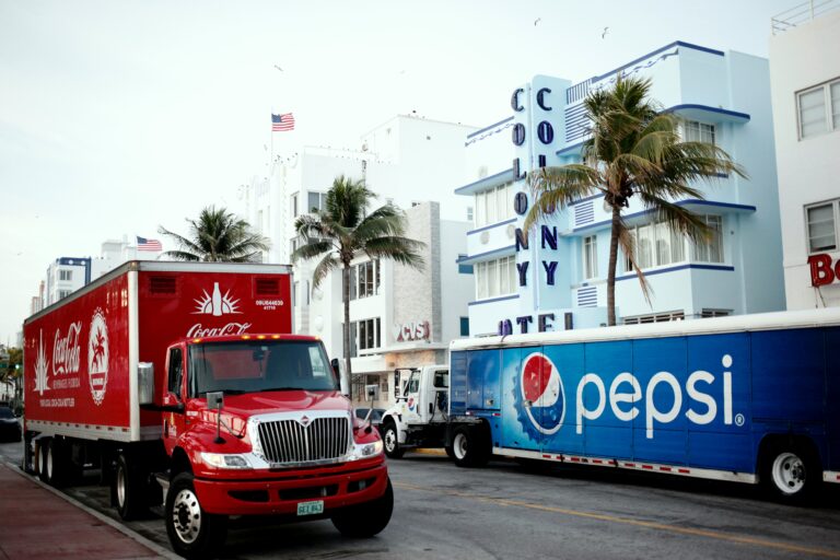 Competitor analysis featuring CocaCola and Pepsi delivery trucks